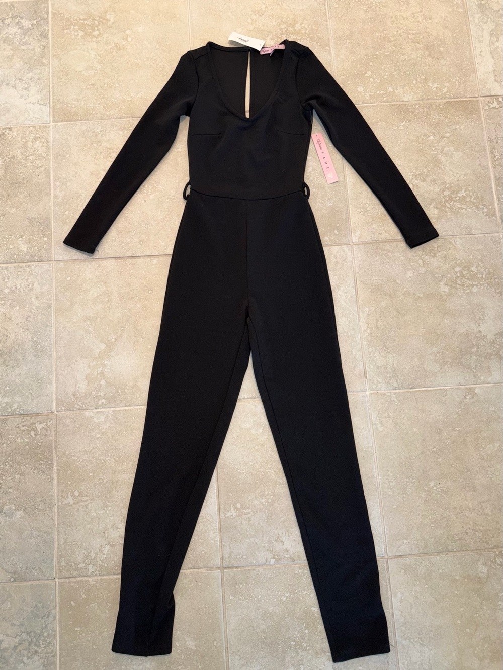 BRAND NEW Black Long-Sleeve V-Neck Jumpsuit
